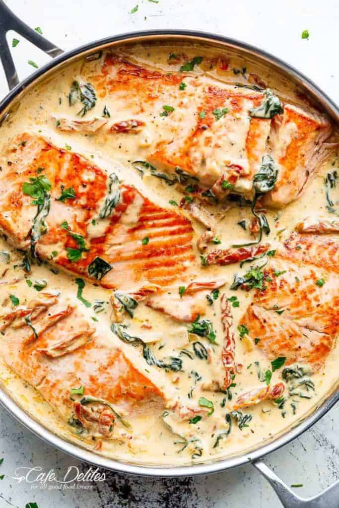 Roasted Creamy Spinach Salmon