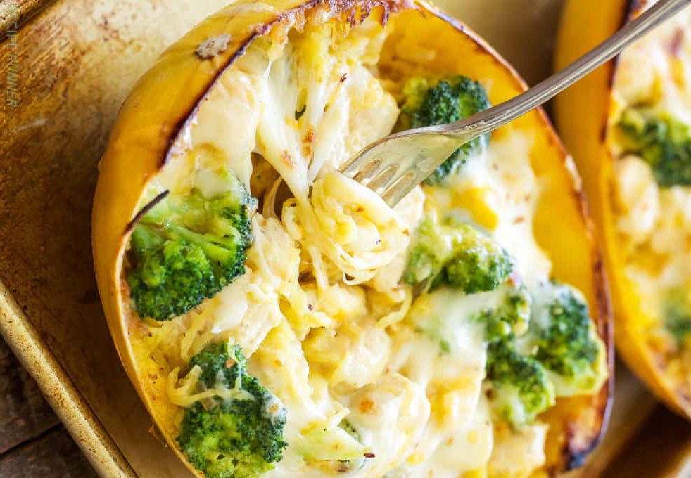 Cheesy Chicken Stuffed Spaghetti Squash